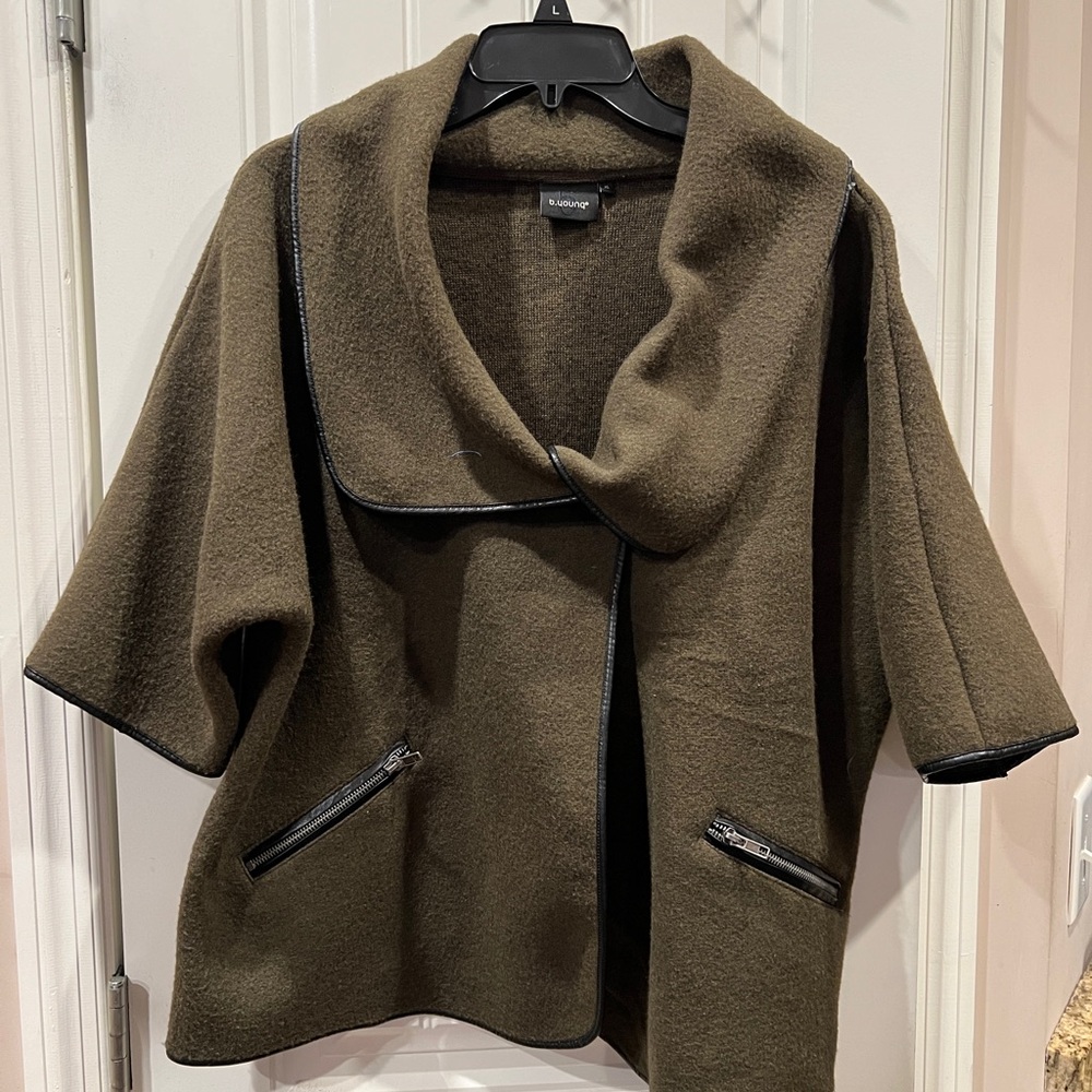 B.Young Green Black Rocco Cardigan Sweater Jacket Sz XL